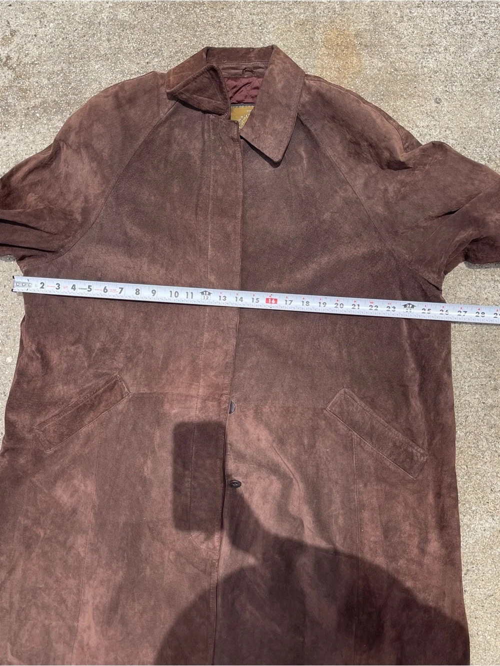 Vintage Y2K Express Women's Brown Suede Leather Trench Coat - size L - Picture 12 of 14